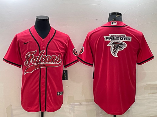 Men's Atlanta Falcons Red Team Big Logo With Patch Cool Base Stitched Baseball Jersey